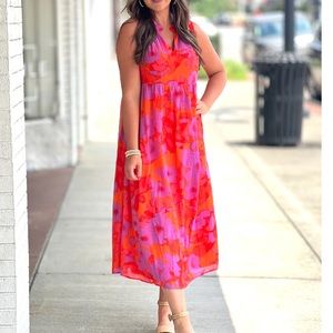 Sleeveless midi dress - colors are gorgeous together!